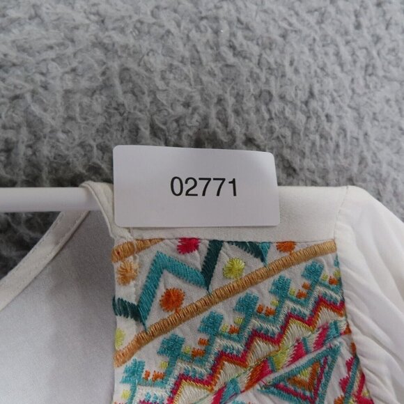 Savanna Jane Top Medium Embroidered Boho Long Sleeve Ruffles Blouse White - Picture 10 of 10